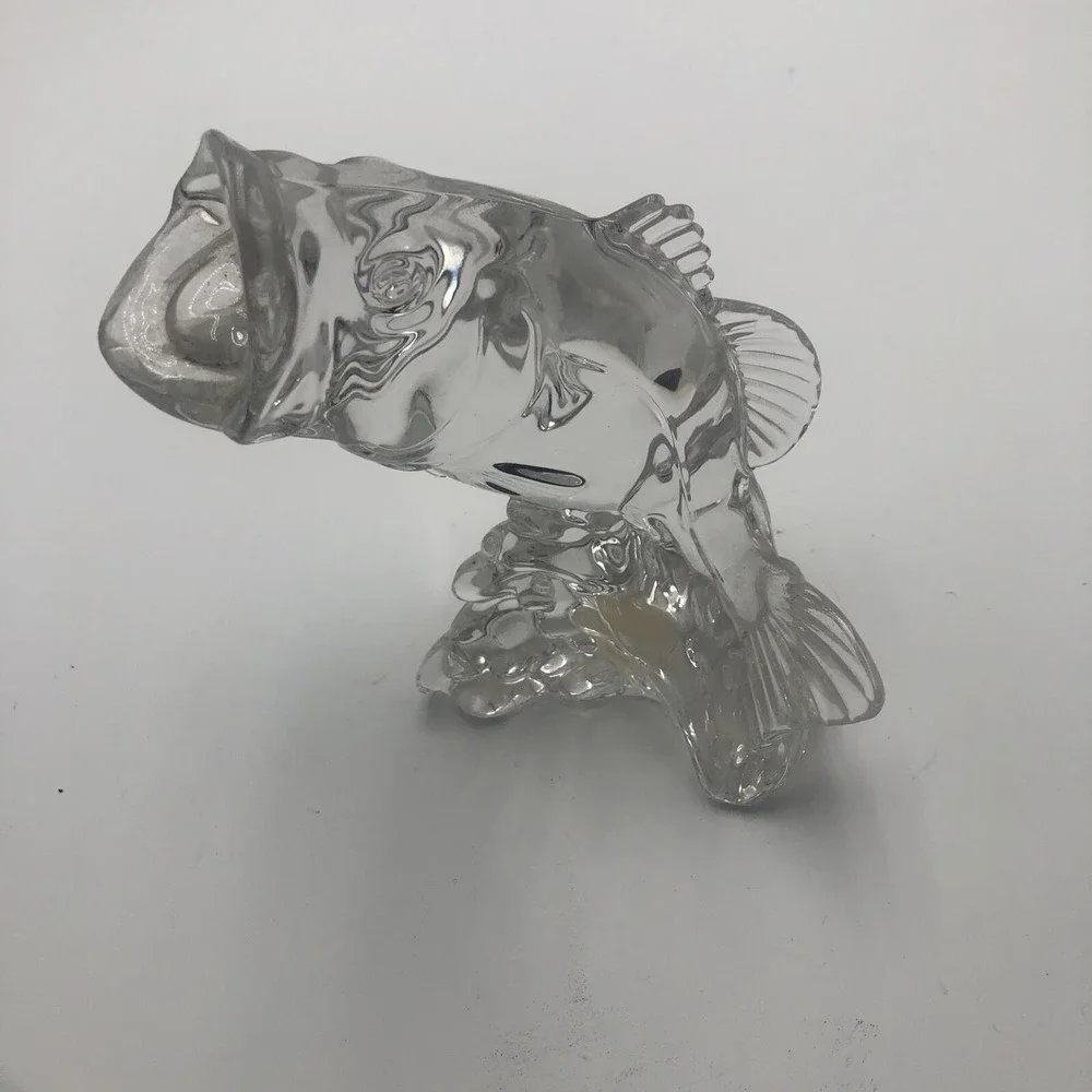 BASS FISH FIGURINE Rare Germany‎ Crystal Wonders of The Wild #989 Princess House